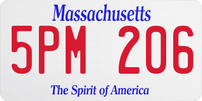 MA license plate 5PM206