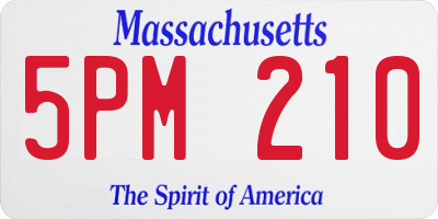 MA license plate 5PM210