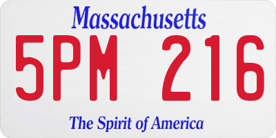 MA license plate 5PM216