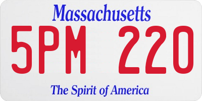 MA license plate 5PM220