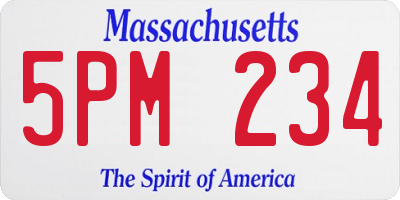 MA license plate 5PM234