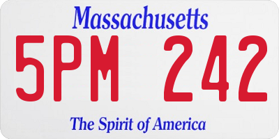 MA license plate 5PM242