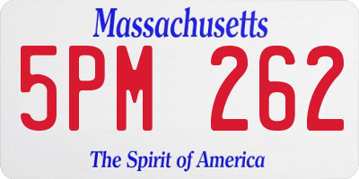 MA license plate 5PM262