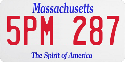 MA license plate 5PM287