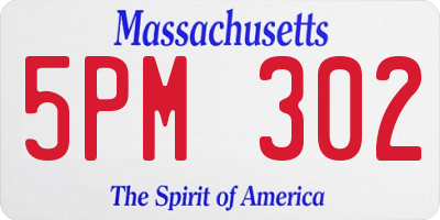MA license plate 5PM302