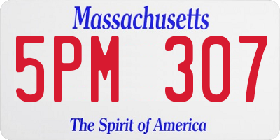 MA license plate 5PM307