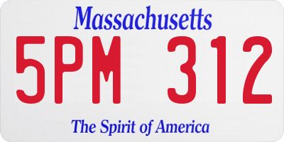 MA license plate 5PM312