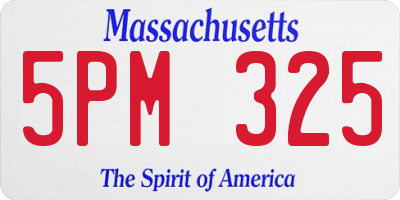 MA license plate 5PM325