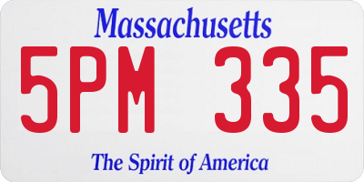 MA license plate 5PM335