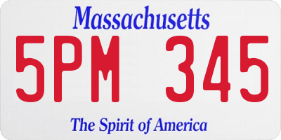 MA license plate 5PM345