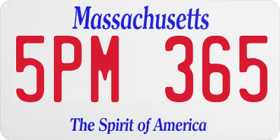 MA license plate 5PM365