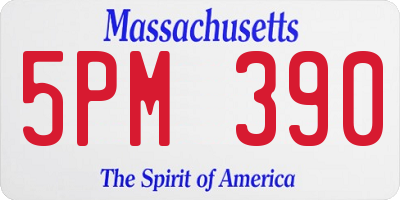 MA license plate 5PM390