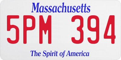 MA license plate 5PM394