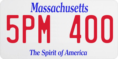 MA license plate 5PM400