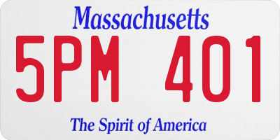 MA license plate 5PM401
