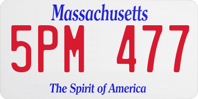 MA license plate 5PM477