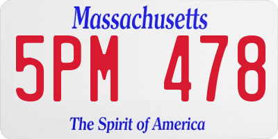 MA license plate 5PM478
