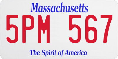 MA license plate 5PM567