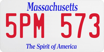 MA license plate 5PM573