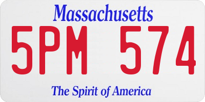 MA license plate 5PM574