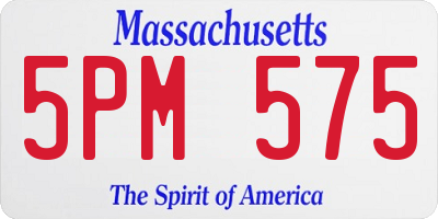 MA license plate 5PM575