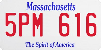 MA license plate 5PM616