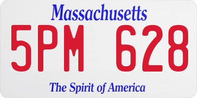 MA license plate 5PM628