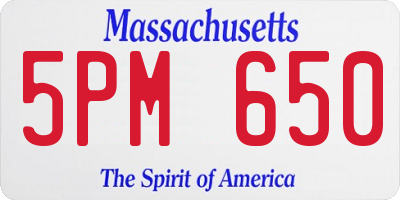 MA license plate 5PM650
