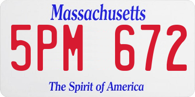 MA license plate 5PM672