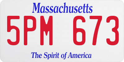 MA license plate 5PM673