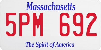 MA license plate 5PM692