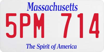 MA license plate 5PM714