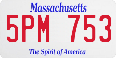 MA license plate 5PM753