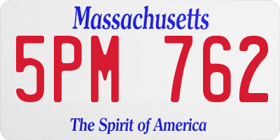 MA license plate 5PM762
