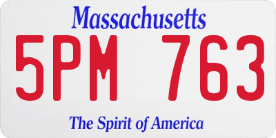 MA license plate 5PM763
