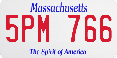 MA license plate 5PM766