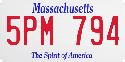 MA license plate 5PM794