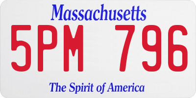 MA license plate 5PM796