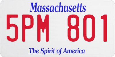 MA license plate 5PM801