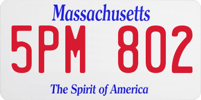 MA license plate 5PM802