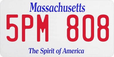 MA license plate 5PM808
