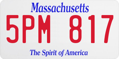 MA license plate 5PM817