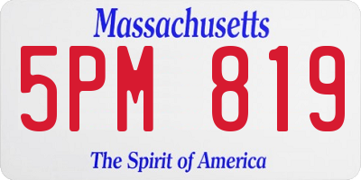 MA license plate 5PM819