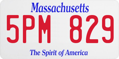 MA license plate 5PM829