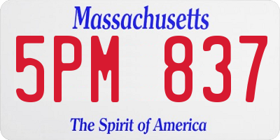 MA license plate 5PM837
