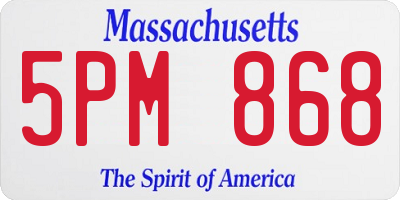 MA license plate 5PM868