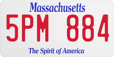 MA license plate 5PM884