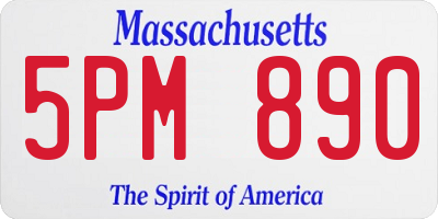 MA license plate 5PM890