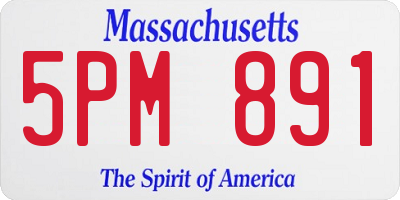 MA license plate 5PM891