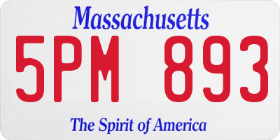 MA license plate 5PM893